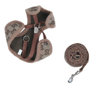Soft Mesh Harness with Leash – Brown